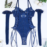 Christina | Body transparent din dantelă cu model floral și fundiță pe lateral