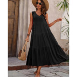 Elvira — Rochie de Damă Midi Elegantă Lejeră fără Mâneci
