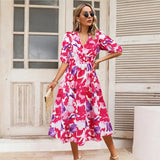Kristien – Rochie Midi Elegantă de Damă cu Decolteu în V Verde