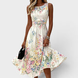 Tanya | Rochie Midi Florală Fără Mâneci