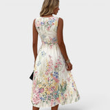Tanya | Rochie Midi Florală Fără Mâneci