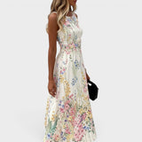 Tanya | Rochie Midi Florală Fără Mâneci