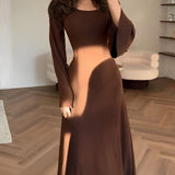 Nora | Rochie maxi din jacard cu mâneci