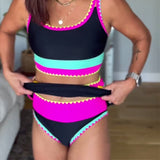 Mira | Costum de baie elegant în trei piese, cu blocuri de culoare