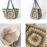 Ana | Geantă Woven cu Cataramă Magnetică, Un Umăr, Capacitate Mare