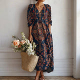 Alexandra – Rochie Artistică cu Model Pastelat și Siluetă Boemă
