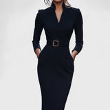 Alexia I Rochie elegantă cu brâu și guler