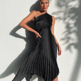 Cali - Rochie Midi cu Un Umăr - Neagră